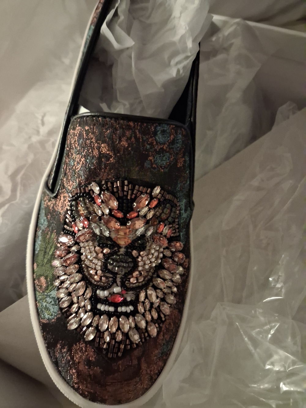Steve Madden Multicolor Jeweled Lion Slip-On Loafers
